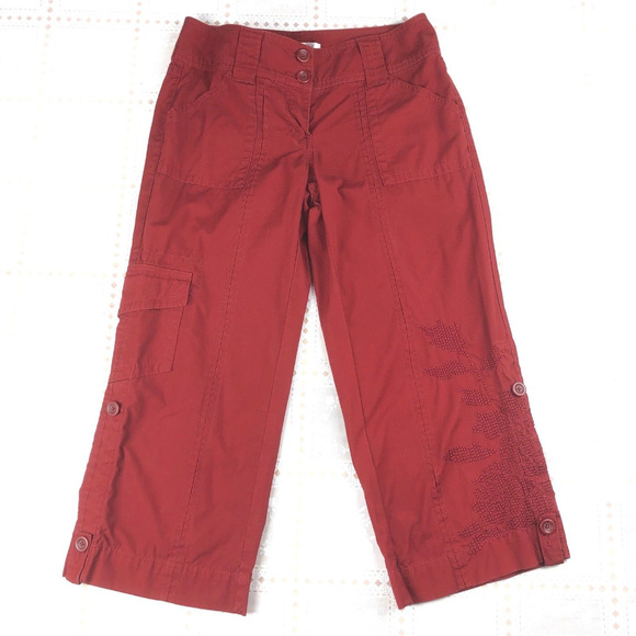 CAbi Pants - CABI 340 Capri Cropped Pants 6 Embroidered b1001
